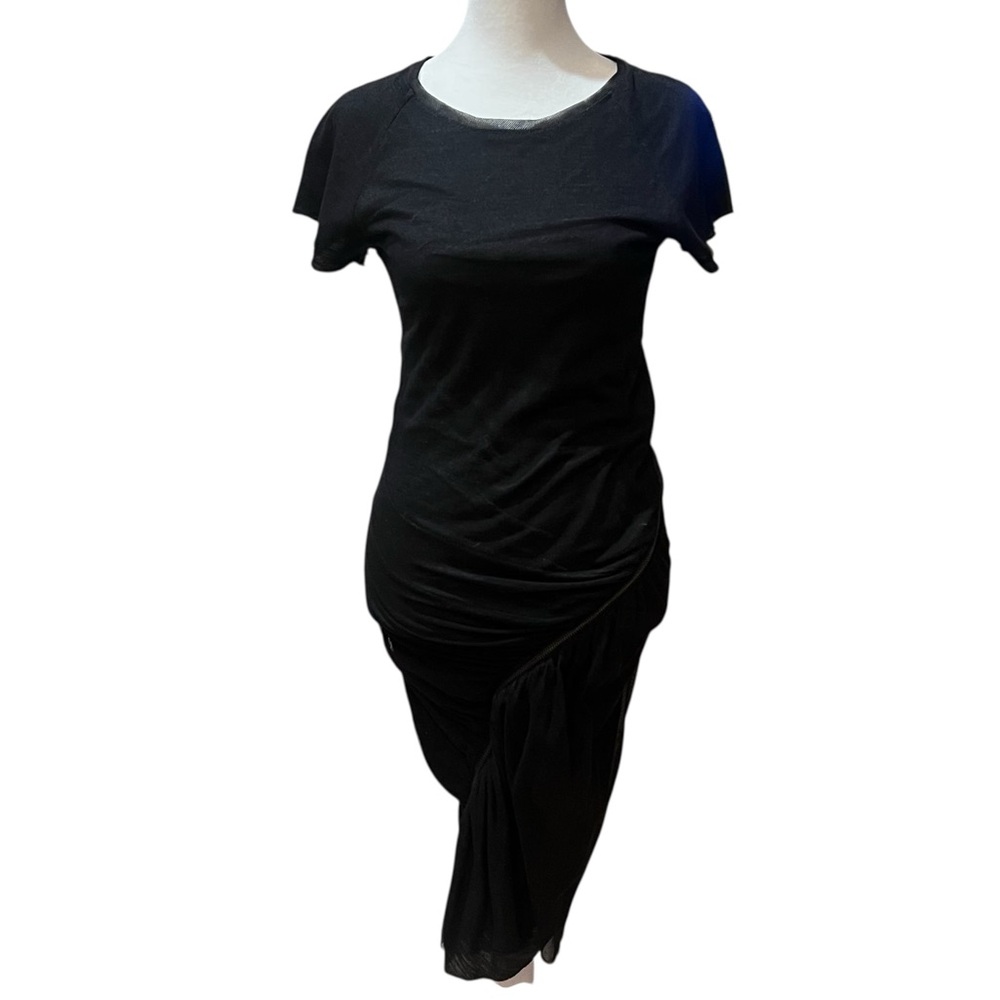 ALC Dark‎ Gray Bodycon Zipper Linen Midi Dress Size Medium